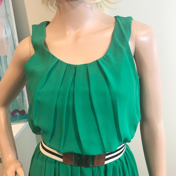 BCX XS Green sleeveless dress with belt - Picture 2 of 8